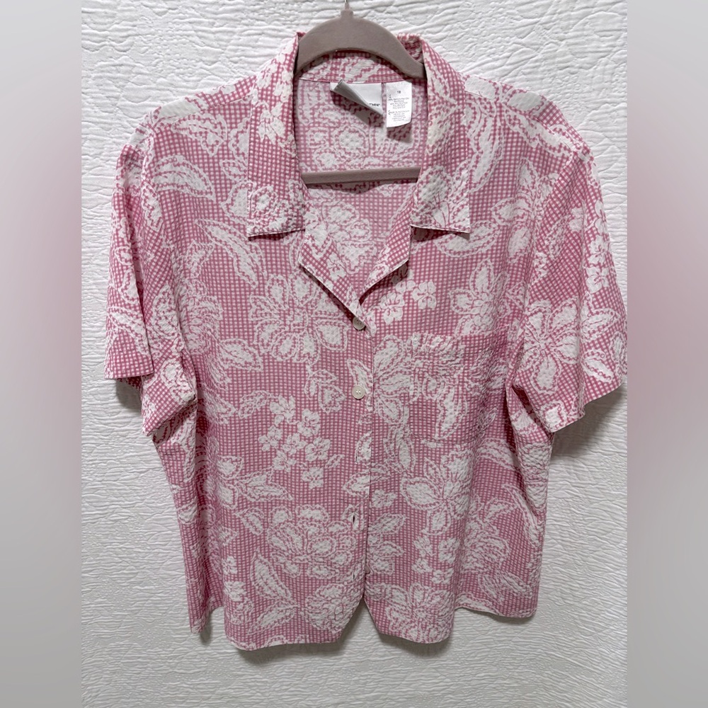 Alfred Dunner button front shacket in pink